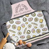 かわいいピンク焼いたの黄色と愛 エプロン