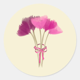 かわいいピンク牡丹の花クラシック丸シール ラウンドシール