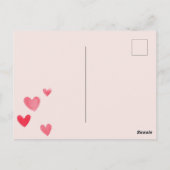 かわいいピンク猫のハート金ゴールドXOXO ポストカード (裏面)