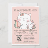 かわいいピンク猫の女の子の赤ちゃんシャワーを私に子猫? 招待状 (正面)