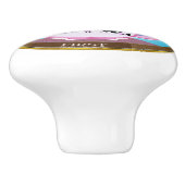 かわいいピンク猫カップのコーヒー。最初にコーヒー セラミックノブ (側面)