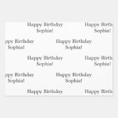 かわいいピンク猫ハッピーバースデー パーソナライズされた ラッピングペーパーシート (正面2)