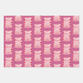 かわいいピンク猫ハッピーバースデー パーソナライズされた ラッピングペーパーシート (正面)