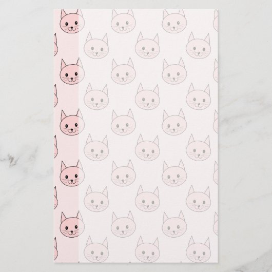 かわいいピンク猫パターン 便箋 (正面)
