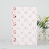 かわいいピンク猫パターン 便箋 (スタンド正面)