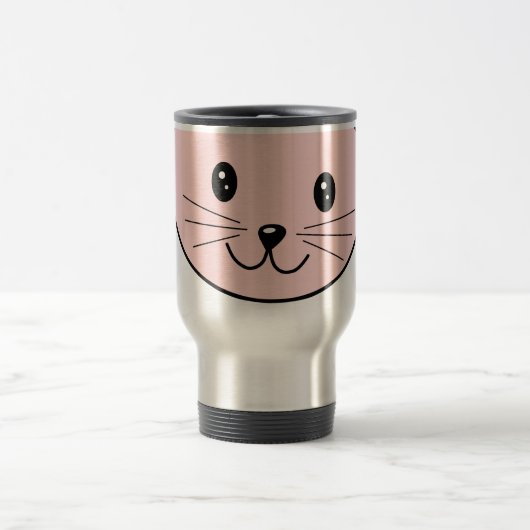 かわいいピンク猫 トラベルマグ (中央)