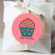 かわいいピンク甘いカップケーキテーマ誕生日パーティーガール