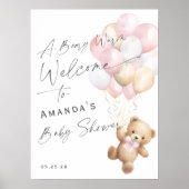 かわいいピンク真珠のように待つ赤ちゃん女の子シャワーへようこそ ポスター (正面)