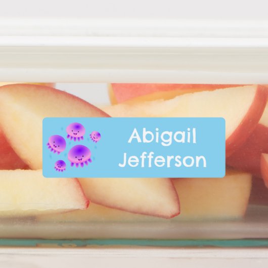 かわいいピンク紫のクラゲのかわいい パーソナライズされた ラベル (貼付)