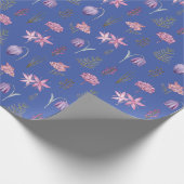 かわいいピンク紫のフローラ女の子シャワーギフト ラッピングペーパー (角)