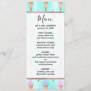 かわいいピンク紫の夏のアイスクリームコーン水色 メニュー