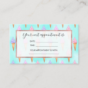 かわいいピンク紫の夏のアイスクリームコーン水色 予約カード