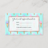 かわいいピンク紫の夏のアイスクリームコーン水色 予約カード (正面)