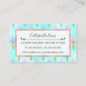 かわいいピンク紫の夏のアイスクリームコーン水色 名刺 (裏面)