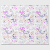 かわいいピンク紫の蝶の子供たち ラッピングペーパー (フラット)