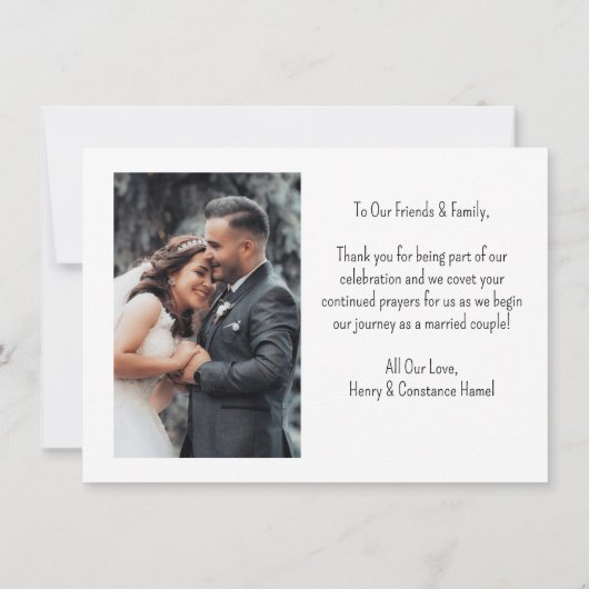 かわいいピンク結婚の豚のカップル |バックフォト サンキューカード (裏面)