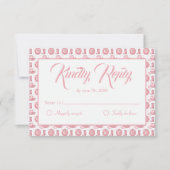 かわいいピンク結婚ウェスタン 出欠カード (正面)