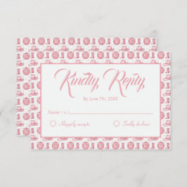 かわいいピンク結婚ウェスタン 出欠カード