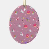 かわいいピンク絵文字unicornsキャンディーズ花棒つきキャンデー セラミックオーナメント (右)