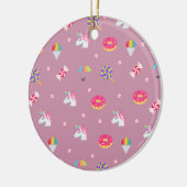 かわいいピンク絵文字unicornsキャンディーズ花棒つきキャンデー セラミックオーナメント (左)