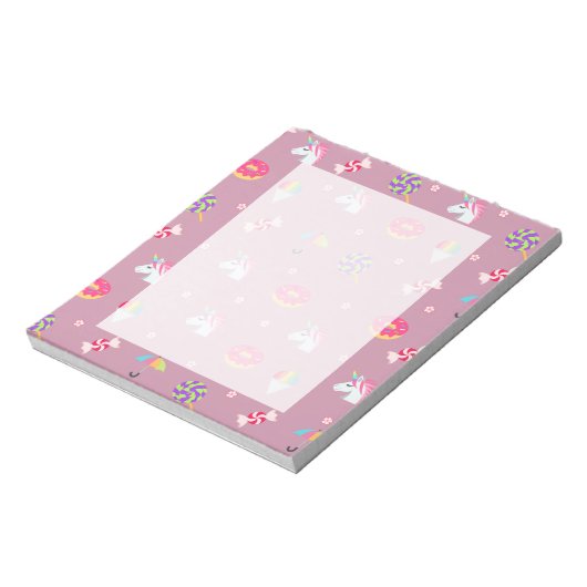 かわいいピンク絵文字unicornsキャンディーズ花棒つきキャンデー ノートパッド (回転)