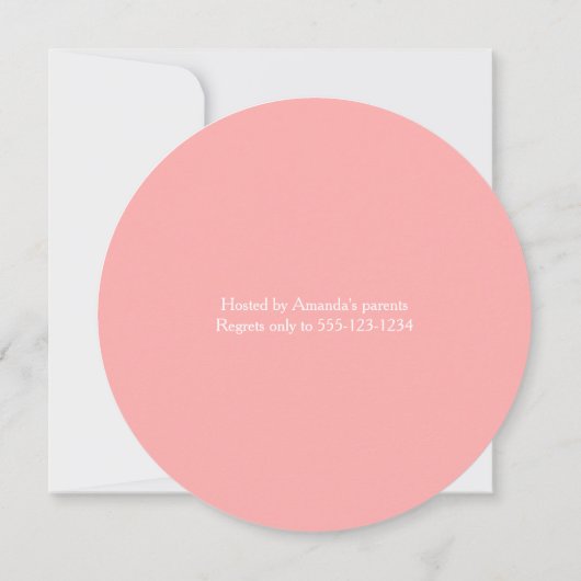 かわいいピンク緑の花リース卒業招待状 招待状 (裏面)