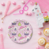 かわいいピンク背景すしかわいいパーティー ペーパープレート (パーティー)