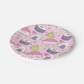 かわいいピンク背景すしかわいいパーティー ペーパープレート (アングル)