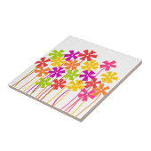 かわいいピンク色のオレンジ色の花シンプルのスケッチ タイル (側面)