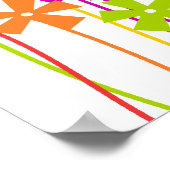 かわいいピンク色のオレンジ色の花シンプルのスケッチ ポスター (角)