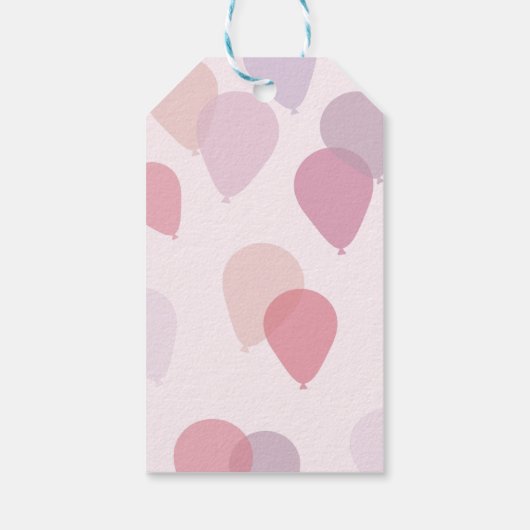 かわいいピンク色のバルーンガーリーありがとう ギフトタグ (裏面)