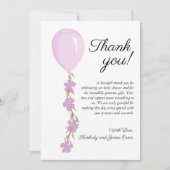 かわいいピンク色のバルーンベビーシャワー サンキューカード (正面)