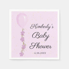 かわいいピンク色のバルーンベビーシャワー スタンダードカクテルナプキン
