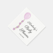かわいいピンク色のバルーンベビーシャワー スタンダードカクテルナプキン (角)