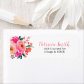 かわいいピンク色のフローラブーケエレガント ラベル (インサイチュ)