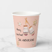 かわいいピンク色の国の素朴イラスト 紙コップ (裏面)