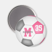 かわいいピンク色の女の子のカスタムサッカー マグネット (正面/裏面)