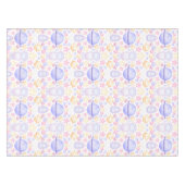 かわいいピンク色の宇宙宇宙飛行士誕生日 テーブルクロス (正面(横))