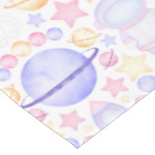 かわいいピンク色の宇宙宇宙飛行士誕生日 テーブルクロス (アングル)