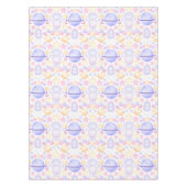 かわいいピンク色の宇宙宇宙飛行士誕生日 テーブルクロス (正面)