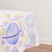 かわいいピンク色の宇宙宇宙飛行士誕生日 テーブルクロス (インサイチュ)