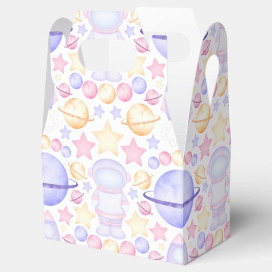 かわいいピンク色の宇宙宇宙飛行士誕生日 フェイバーボックス (オープン)