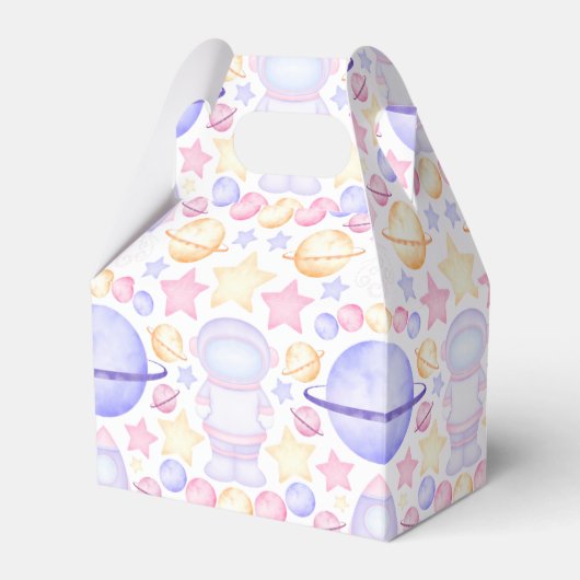 かわいいピンク色の宇宙宇宙飛行士誕生日 フェイバーボックス (正面サイド)