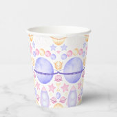 かわいいピンク色の宇宙宇宙飛行士誕生日 紙コップ (右)