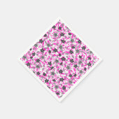 かわいいピンク色の灰色の白い抽象芸術花 スタンダードカクテルナプキン (角)