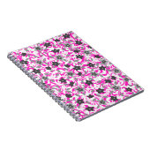 かわいいピンク色の灰色の白い抽象芸術花 ノートブック (右側)