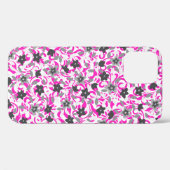 かわいいピンク色の灰色の白い抽象芸術花 Case-Mate iPhoneケース (裏面 (横))