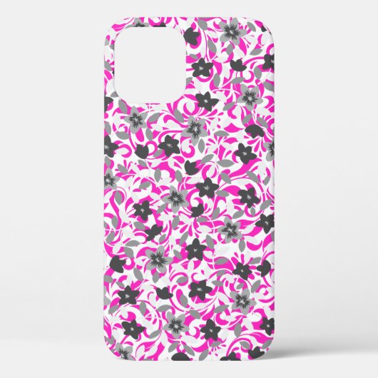 かわいいピンク色の灰色の白い抽象芸術花 Case-Mate iPhoneケース (裏面)