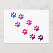 かわいいピンク色の紫の猫の前足 ポストカード (正面)