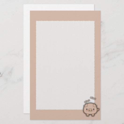 かわいいピンク色の豚リンク 便箋 (正面/裏面)